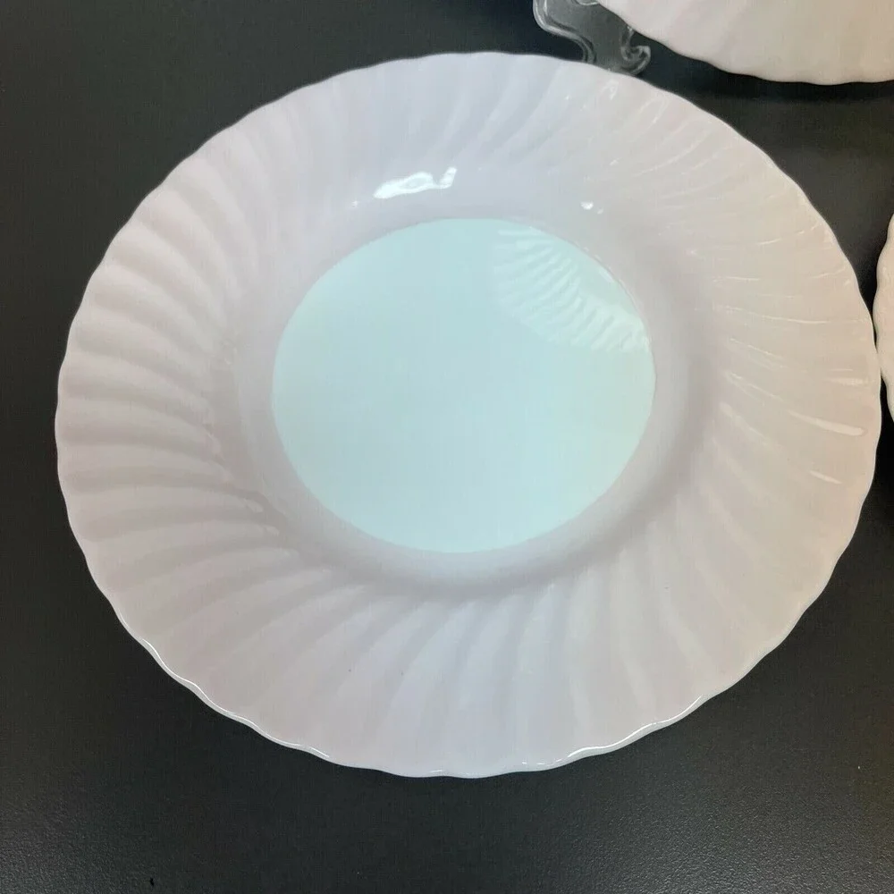 Minton Salad Plates Swirl Edge Pink White 9